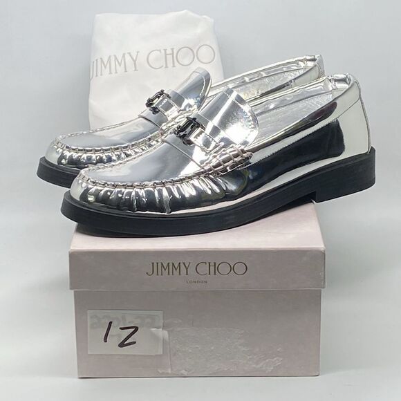 Jimmy Choo Addie JC Logo Metallic Loafer size 38 - Picture 11 of 13